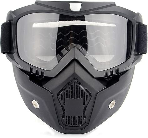 Goggles Detachable Face Mask, ATV Dirt Bike Paintball Goggle Anti-Scratch UV400 Eyewear for Men Women Motor Klasik, Motorcycle Goggles, Motocross Helmets, Snow Goggles, Safety Goggles, Sepeda Motor, Ski Goggles, Snow Sports, Motorcycle Bike