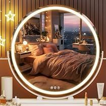 Metal Dresser, Vanity Mirror With Lights, Lighted Makeup Mirror, Mirror Metal, Led Makeup Mirror, Dresser Mirror, Makeup Mirror With Lights, Makeup Mirrors, Round Mirror