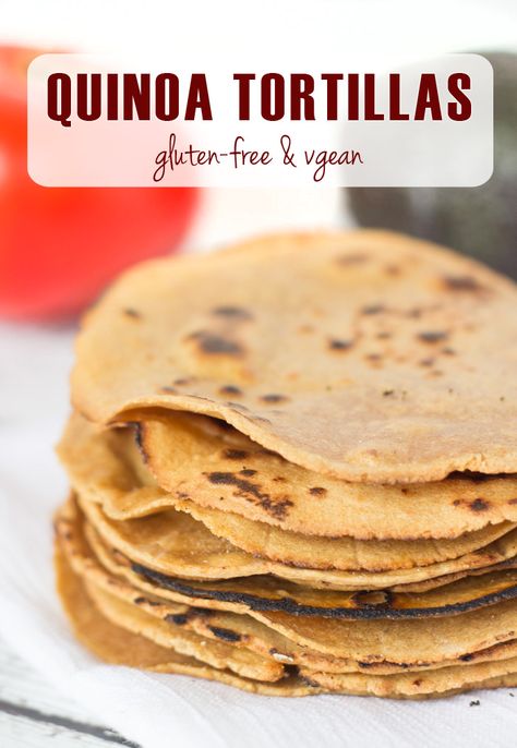 Gluten-Free Quinoa Tortillas - made with only whole-grain flours (and no corn)! Healthy Tortillas, Quinoa Tortillas, Easy Tortilla Recipe, Vegetarian Quinoa Chili, Healthy Tortilla, Quinoa Flour, Tortillas Recipe, Gluten Free Wraps, Quinoa Bowls