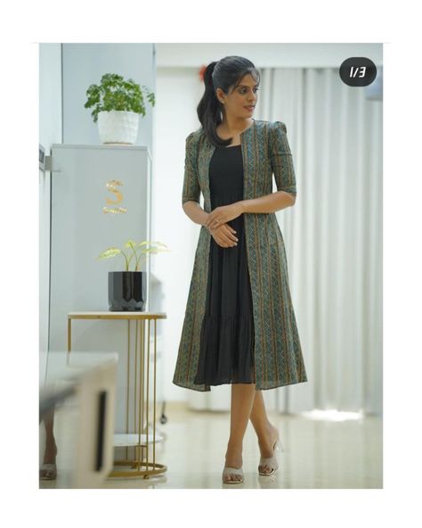 Shrug Dress Design, Frocks With Jackets, Frock With Shrug, Aline Frocks For Women, Kurthi Models Latest, Click Chemistry, Aline Frock, Lehenga Designs Latest, Jacket Style Kurti