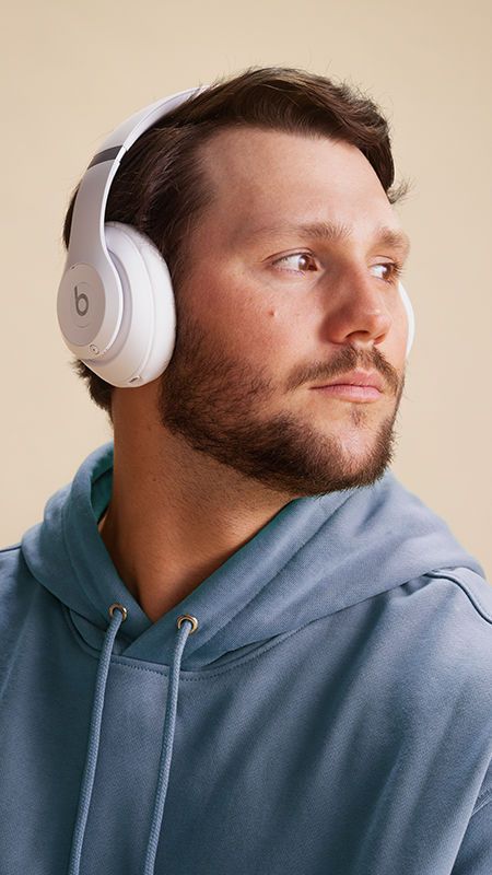 Josh Allen wears Beats Studio Pro in the all-new Matte White color way. Exclusively sold at amazon.com Dre Headphones, Josh Allen, Beats Studio, Beats By Dre, White Color, Headphones, How To Wear, White, Color