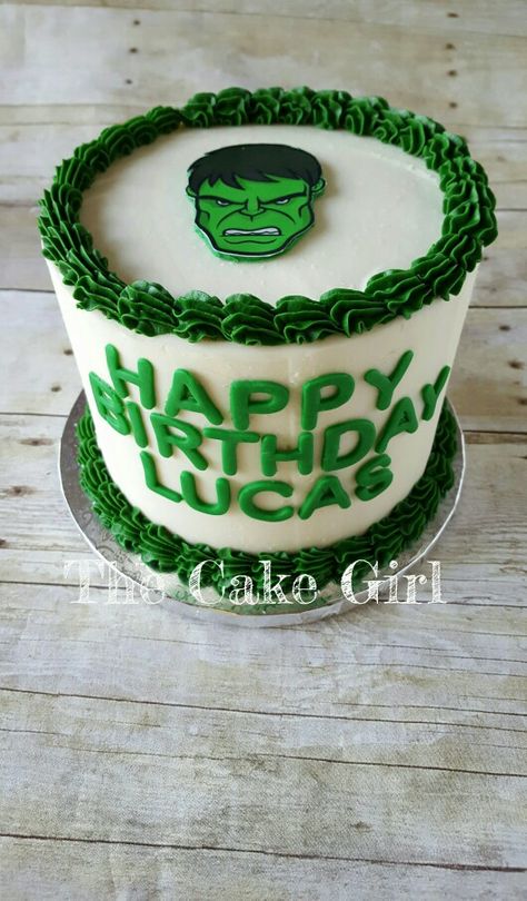 Simple Hulk Cake, Easy Hulk Cake, Hulk Birthday Cakes, Hulk Cake, Hulk Birthday, Girl Cakes, Cream Cake, Super Hero, Birthday Cakes