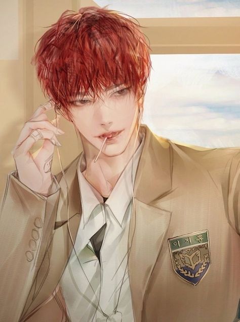 Lookism Fanart, Anime Guy Long Hair, Kids World Map, Asian Haircut, James Lee, Lookism Webtoon, Red Heads, Dark Anime Guys, Brand Clothes