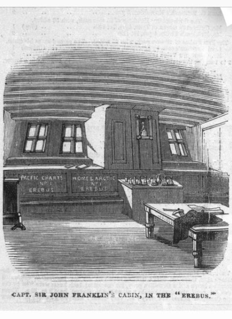 Sir John Franklin’s cabin aboard HMS Erebus 1845. Expedition Sketch, Ben Franklin Inventions, Frank Bidart Poems, The Franklin Expedition, Franklin Expedition, Franklin Books, Cabin, House Styles, Home Decor