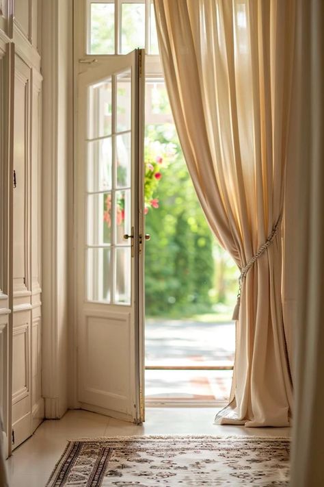 How To Cover Large Window Above Front Door: Privacy Solutions Curtains By Front Door, Front Door Privacy Ideas, Curtain For Front Door, Window Above Front Door, Curtains Front Door, Door Window Covering Ideas, Front Door Privacy, Foyer Window, Front Door Window Covering