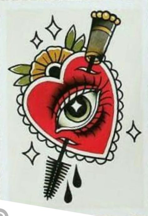 Heart Eye Tattoo Traditional, Heart Eye Tattoo, Traditional Tattoo Prints, Heart Tat, Tattoo Prints, Tattoo Eye, Evil Eye Tattoo, Idea Tattoo, Traditional Sleeve