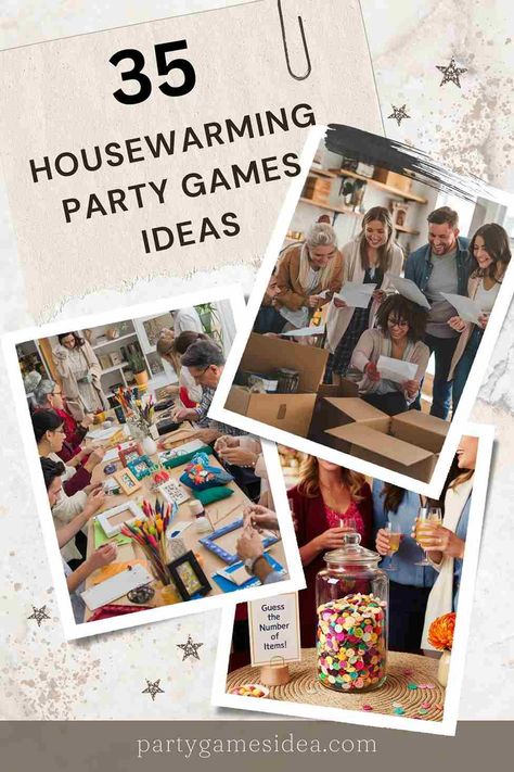 Homewarming Party Games, Housewarming Game Ideas, House Warming Party Ideas Activities, Housewarming Games Activities, Games Ideas For Adults, Housewarming Party Games, Housewarming Games, Party Games Ideas, Housewarming Party Decorations