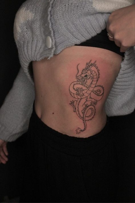 Large Side Tattoos Women Ribs, Dragon Tattoo Stomach, Cherry Blossom Tattoo Shoulder, Maching Tattoos, Dragons Tattoo, Wrap Tattoo, Belly Tattoo, Design Tattoos, My Tattoos