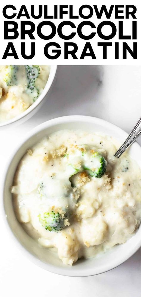 Broccoli Au Gratin Recipe, Broccoli Au Gratin, Vanilla Almond Granola, Cauliflower And Broccoli, Broccoli And Cauliflower, Au Gratin Recipes, Creamy Cauliflower, Tasty Healthy, Homemade Cheese