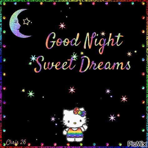 Gif Good Night Sweet Dreams, Goodnight Hello Kitty, Good Night Hello Kitty, Hello Kitty Good Night, Good Night Sweet Dreams Gif, Goid Night, Hello Kitty Gif, Kitty Gif, Good Night Cat