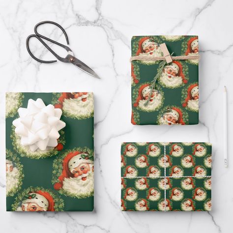 Vintage Santa Wrapping Paper, Santa Wrapping Paper, Christmas Aesthetics, Xmas Wrapping, Xmas Wrapping Paper, Xmas Gift Wrap, Vintage Christmas Wrapping Paper, Christmas Gift Wrapping Paper, Vintage Christmas Gifts