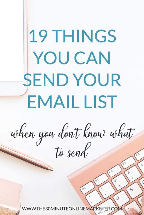 Have you been neglecting your email list because you don't know what to send? Here are 19 things you can send your subscribers when you have no idea. #emailmarketing #listbuilding #bloggingtips #smallbusiness Email Marketing Inspiration, Email Ideas, Email Marketing Template, Email Marketing Design, Email List Building, Email Marketing Campaign, Email Marketing Strategy, Mail Marketing, List Ideas