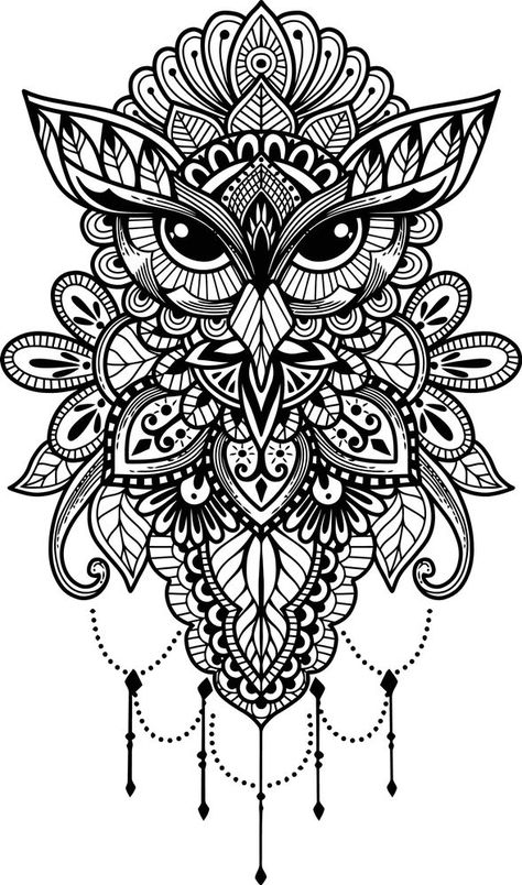 Crystals Tattoo, Mandala Tattoo Sleeve Women, Owl Tattoo Drawings, Juice Tattoo, Mandala Tattoo Sleeve, Owl Tattoo Design, Tattoos Geometric, Flower Abstract, Bird Coloring Pages