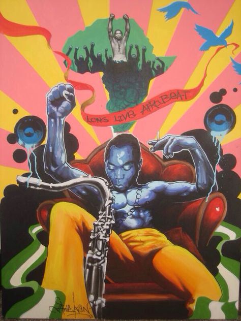 Long live afrobeat... Fela Kuti Fela Kuti Aesthetic, Fela Kuti Art, Fella Kuti Art, Fela Kuti Poster, Afrobeats Aesthetic, Afro Festival Poster, Fela Kuti Dancers, Fela Kuti, Bob Marley Art