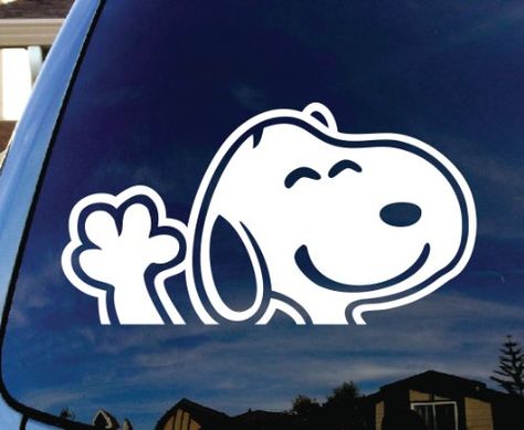 Funny Car Decals, Peanuts Cartoon, Dog Stickers, Snoopy And Woodstock, Window Vinyl, Car Humor, Cartoon Dog, Window Decals, Car Window