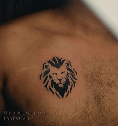 VINAYAK HEGDE.. ✨🖌️✏️🎓✨ on Instagram: “Appointment for call☎️ 8197684324 Check out more creative tattoos by vinayak (@unique_tattoo_studio_sirsi) . @unique_tattoo_studio_sirsi…” Leo Tattoos For Men, Small Lion Tattoo Men, Men Lion Tattoo, Chest Tattoo Men Ideas Unique, Best Lion Tattoos Men, Lion Tattoo For Men, Lion Tattoo Men, Lion Tattoo Ideas For Men, Leo Tattoo Ideas