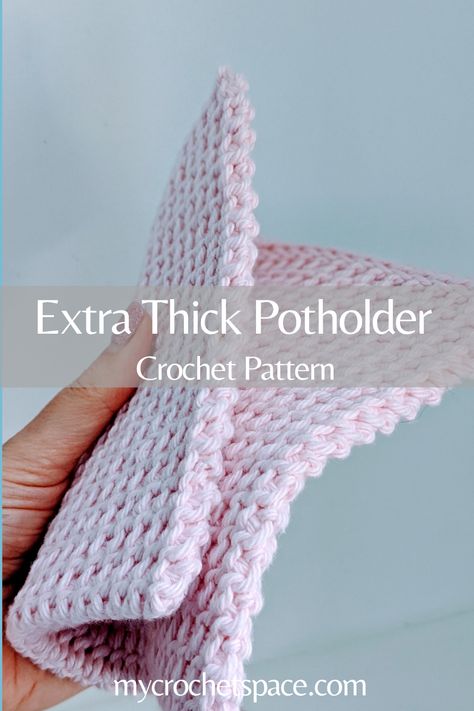 Extra Thick Crochet Potholder - Thermal Stitch | My Crochet Space Thermal Stitch, Thick Crochet, Crochet Pot Holders Free Pattern, Crochet Washcloth Pattern, Crochet Potholder, Crochet Potholder Patterns, Crochet Hot Pads, Dishcloth Crochet Pattern, Potholder Patterns