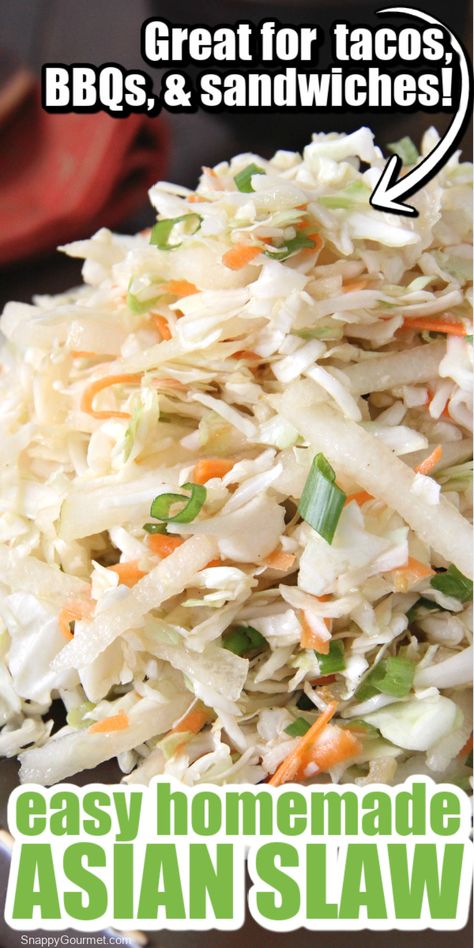 Asian Slaw For Fish Tacos, Asian Slaw Recipe For Tacos, Noodle Express Asian Slaw Recipe, Sandwich Slaw Recipes, Chinese Cole Slaw Recipe Asian Coleslaw, Thai Slaw Salad, Asian Taco Slaw, Thai Coleslaw Recipe, Korean Slaw For Tacos