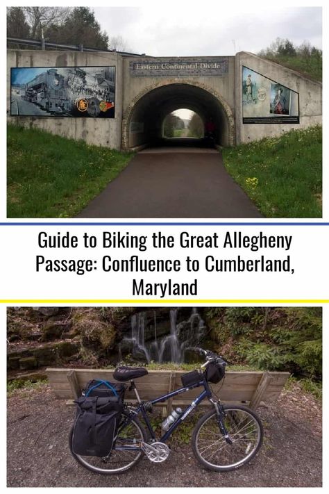 The UncoveringPA Guide to Biking the Great Allegheny Passage: Confluence, Pennsylvania to Cumberland, Maryland Cumberland Maryland, Pennsylvania Travel, Scenic Railroads, Continental Divide, Small Waterfall, Travel Articles, Hiking Trail, Train Tracks, Adventure Awaits