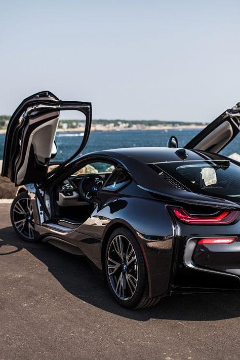 BMW i8 doors up  / TechNews24h.com Bmw I8 Black, I8 Bmw, Black Bmw, Wallpaper Luxury, Bmw I, Bmw I8, Bmw X6, Best Luxury Cars, Black Polish