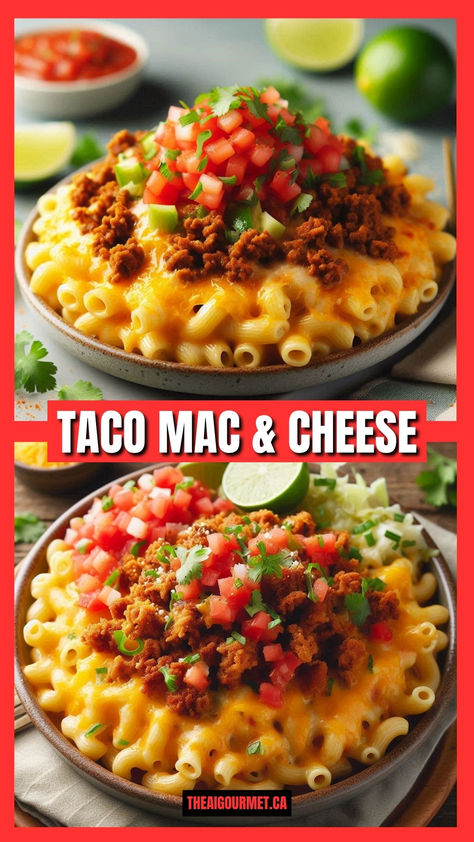 This Taco Mac and Cheese recipe combines two all-time favorites into one irresistible dish. With perfectly seasoned ground beef, creamy cheese, and a kick of taco flavor, this recipe is perfect for busy weeknights or casual gatherings. #macandcheese #tacorecipes #comfortfood Mexican Macaroni And Cheese, Mexican Mac And Cheese, Beef Mac And Cheese, Taco Mac, Taco Mac And Cheese, Mexican Meatballs, Boxed Mac And Cheese, Cheese Tacos, Seasoned Ground Beef