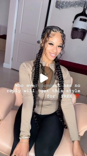 2 French Braids With Curls, Two Braids With Curly Pieces, Two French Braids With Curls, Boho French Braids, New Braid Styles 2024, Two Boho Feed In Braids, French Braids With Curls, 2 French Braids Black Women, Two Braids With Weave In The Back