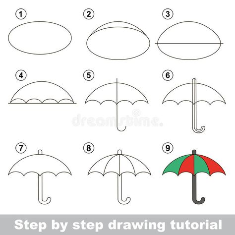 Draw Umbrella, Hummingbird Art Drawing, Umbrella Drawing, Drawing Tutorials For Kids, Doodle Lettering, Sketch Inspiration, Step Drawing, Bullet Journal Doodles, Art Drawings For Kids