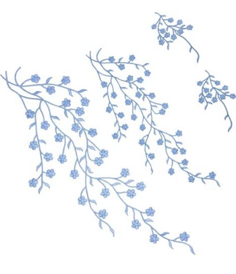 Embroidery Vines, Embroidery Flower Dress, Blue Flower Embroidery, Craft Decoration, Flower Patch, Embroidered Crewneck, Blue Embroidery, Flower Leaf, Sewing Design