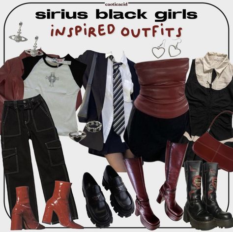 Rockstar Gf Aesthetic Outfits Casual, Sirius Black Outfit Inspiration, Fem Sirius Black Outfits, 80s Rock Outfits Women, Rockstar Gf Outfit Aesthetic, Dark 70s Fashion, Sirius Black Outfit Style, Sirius Black Inspired Outfits, Sirius Black Aesthetic Outfit