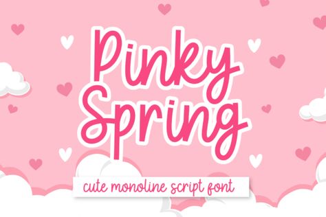 Pinky Spring is a fantastic handwritten font with a semi-bold size that makes it incredibly versatile and fun to use! It will look great on wedding invitations, birthday cards, watermarks, company log... Photography Fonts, Spring Font, Monoline Script, Invitations Birthday, Company Logos, Online Fonts, Font Generator, Handwritten Fonts, Handwritten Font