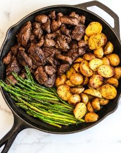 Family Summer Meals, Steak Bits, Steak And Asparagus, Pork Sweet Potato, Cooked Asparagus, Steak Sirloin, Summer Meal Plan, Chicken Soup Slow Cooker, Recipes Under 300 Calories