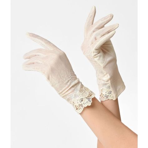 Unique Vintage Cream Lace & Silver Embroidery Wrist Gloves ($20) ❤ liked on Polyvore featuring accessories, gloves, silver, lace gloves, polka dot gloves, transparent gloves, sheer gloves and dot gloves Transparent Gloves, Polka Dot Gloves, Cream Gloves, Silver Gloves, Beige Gloves, Sheer Gloves, Wrist Gloves, Purple Gloves, Gloves Vintage