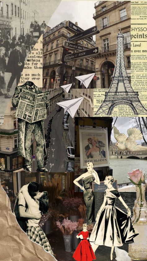 France Vintage, France Culture Aesthetic, High Fashion Collage, France People, City Collage Architecture, Paris Collage Aesthetic, French Collage, Europe Collage, France Background