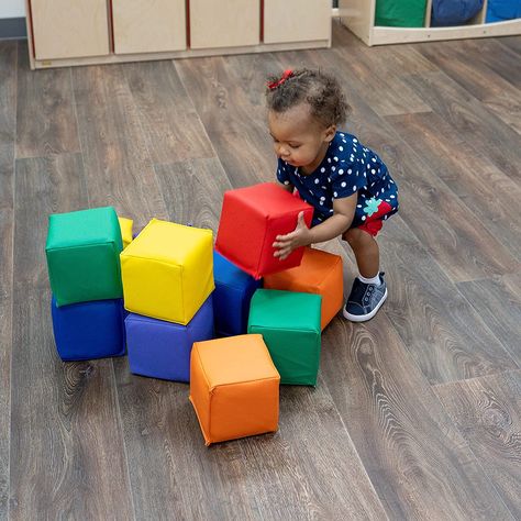 Nursery Daycare, Foam Building Blocks, Toddler Stem, Infant Classroom, Soft Blocks, Block Play, Toddler Playroom, Baby Learning Activities, Daycare Activities