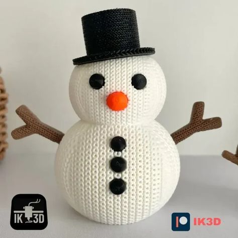 KNITTED SNOWMAN FIGURINE AND ORNAMENT - MULTIPARTS | 3D models download | Creality Cloud Knitted Snowman, Welcome Package, 3d Printing Art, Snowman Figurine, Print Ideas, Hat Scarf, More To Come, Print Models, Christmas Knitting