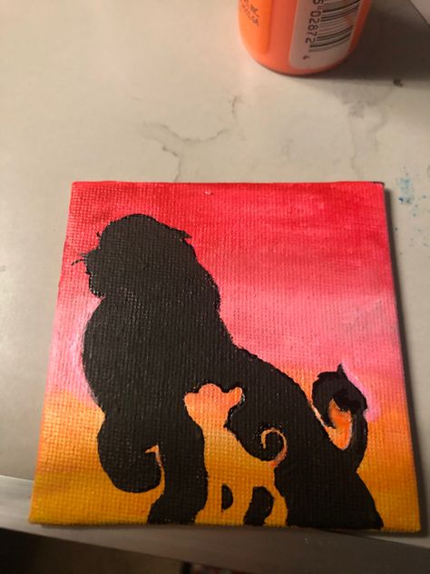 Mini canvas lion king painting #diy #lionking #artwork #art #artists Lion King Painting Ideas, The Lion King Drawing, Lion King Painting, Lion King Jr, King Painting, Simba Lion, Lion King Drawings, Disney Canvas Art, Disney Canvas