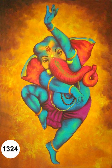 Arte Ganesha, Fluorescent Painting, Om Gam Ganapataye Namaha, Dancing Ganesha, Ganesh Art Paintings, Ganesh Ji, Psy Art, Lord Ganesha Paintings, Ganesh Art