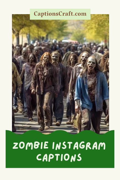 Zombie Instagram Captions that will bring your undead selfies to life. Find perfect caption to pair with your spooky photos. Get ready to scare your followers! Zombie Sayings, Zombie Quotes, Halloween Captions, Zombie Life, Spooky Photos, Instagram Post Captions, Zombies Run, Song Captions, Likes On Instagram