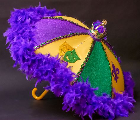 Mardi Gras Umbrella, Mardi Gras Wedding Theme, Second Line Umbrella, Mardi Gras Parade Float, Mardi Gras Theme, Madi Gras, Mardi Gras Party Decorations, Mardi Gras Hats, Mardi Gras Float