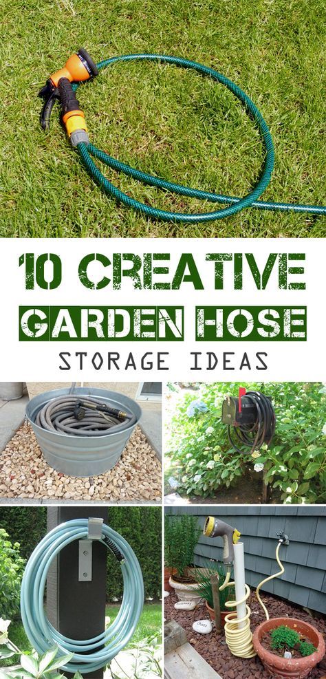 Cool Storage Ideas for the garden hose #Gardening Garden Hose Storage Ideas, Hose Storage Ideas, Garden Storage Ideas, Garden Hose Hanger, Water Hose Holder, Front Of House Landscape Ideas, House Landscape Ideas, Garden Hose Storage, Garden Landscaping Ideas