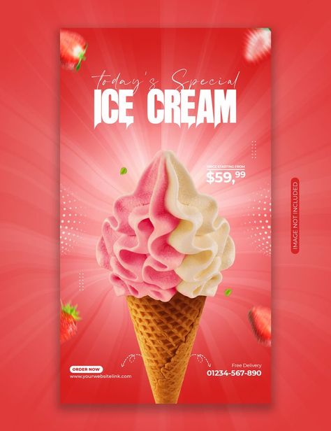 Summer Social Media Post, Ice Cream Promotion, Social Media Cake, Summer Social Media, Drawing Book Pdf, Ice Cream Poster, Banner Web, Ice Cream Brands, Diy Wedding Backdrop