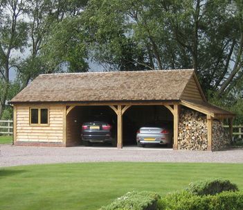 Radnor Oak - Premium Quality Traditional Oak Framed Buildings Timber Frame Garage, Carport With Storage, Pitch Roof, Timber Garage, Carport Sheds, Carport Plans, Oak Framed Buildings, Garage Addition, Barn Pictures