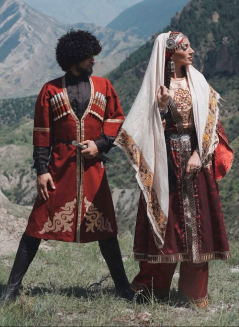 Caucasian Traditional Dress, Armenia Traditional Clothing, Caucus Mountains, Azerbaijan Clothing, Caucasus Aesthetic, Caucasian Clothes, Georgian Clothing, Turkey Culture, National Clothes