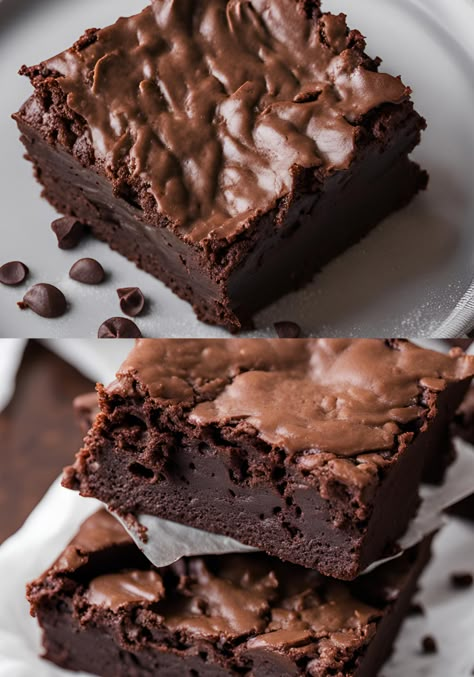 Indulge in these rich, fudgy Homemade Brownies with a perfect crackly top! 🍫 Easy to make and absolutely delicious, they're perfect for any chocolate lover. #HomemadeBrownies #FudgyBrownies #ChocolateDessert Fudgy Homemade Brownies, Homemade Brownie Recipe, Brownie Waffles, Easy Brownies, Sweets To Make, Homemade Brownie, Brownies From Scratch, Brownies Recipe Homemade, Chocolate Chip Brownies