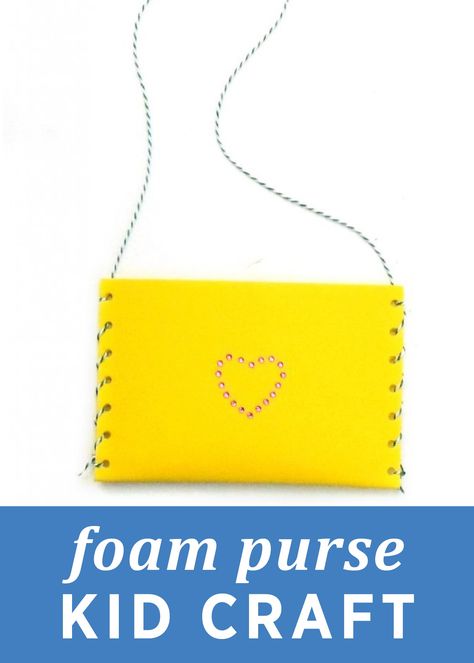 Let your little ones enjoy dress up by making their own accessories including this DIY Foam Purse! Purse Crafts For Kids, Foam Sheet Crafts For Kids, Craft Foam Projects, Foam Sheets Crafts, Babysitting Crafts, Foam Sheet Crafts, Paper Purse, Kids Purse, Purse Crafts