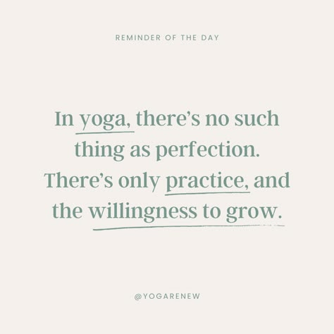 Yoga reminds us: perfection's a myth. It's all about practice and the courage to evolve. 🌿🧘‍♀️⁠ ⁠ #yogarenew #yogarenewteachertraining #asana #yogateacher #practicenotperfection #yogadaily #yogaeverydamnday #yogaeveryday #yogaeverywhere #yogainspiration #yogalife #yogalove #yogisofinstagram #mindandbody #wellnesstips Yoga Phrases Quotes, Yoga Phrases, Yoga Teacher Quotes, Practice Motivation, Yoga Lifestyle Quotes, Yoga Words, Yoga Themes, Yoga Teaching, Looking For Quotes