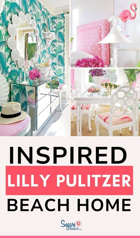 Lilly Pulitzer: Seaside Sanctuary Home Tour. Lilly Pulitzer Style Beachside Interiors (Colorful & Whimsical) Lilly Pulitzer Flair Living Areas (Relaxed & Cheery) Lilly Pulitzer Inspired Oceanfront Oasis @SugarsBeach Lilly Pulitzer Room Decor, Tropical Glam Decor, Lilly Pulitzer Diy, Lilly Pulitzer Room, Colorful Beach House Decor, Beach Living Rooms, Coastal Chic Home, Colorful Beach House, Beach Dining Room