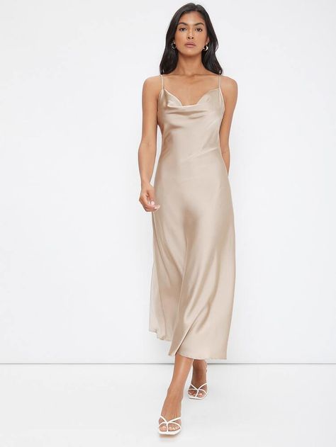 Free Returns ✓ Free Shipping On Orders $49+ ✓. SHEIN BASICS Cowl Neck Solid Slip Dress- Women Dresses at SHEIN. Satin Spaghetti Strap Dress, Mode Purple, Long Slip, Elegante Casual, Silk Midi Dress, Suspender Dress, Dress Spaghetti, Satin Slip, Satin Slip Dress