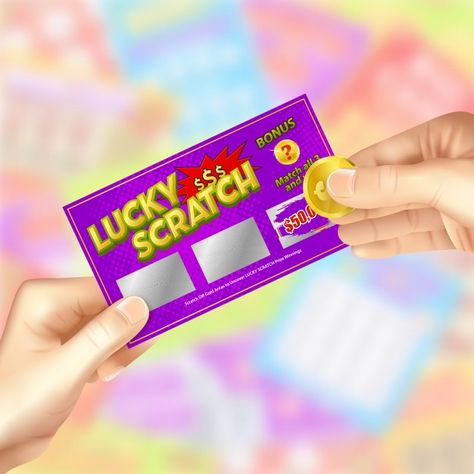 Scratch lottery tickets | Free Vector #Freepik #freevector #party #texture #money #hands Scratch Off Tickets, Advertisement Poster, Social Media Usage, Lottery Ticket, Scratch Off Cards, Ticket Design, Lottery Tickets, Scratch Card, Lucky Number