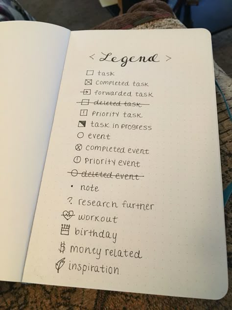 Bullet journal legend                                                                                                                                                      More Bullet Journal Legend, Planer Ideas, College Help, Dorm Door, How To Bullet Journal, Back To University, Bullet Journel, Bullet Journal Key, Bullet Journal Planner